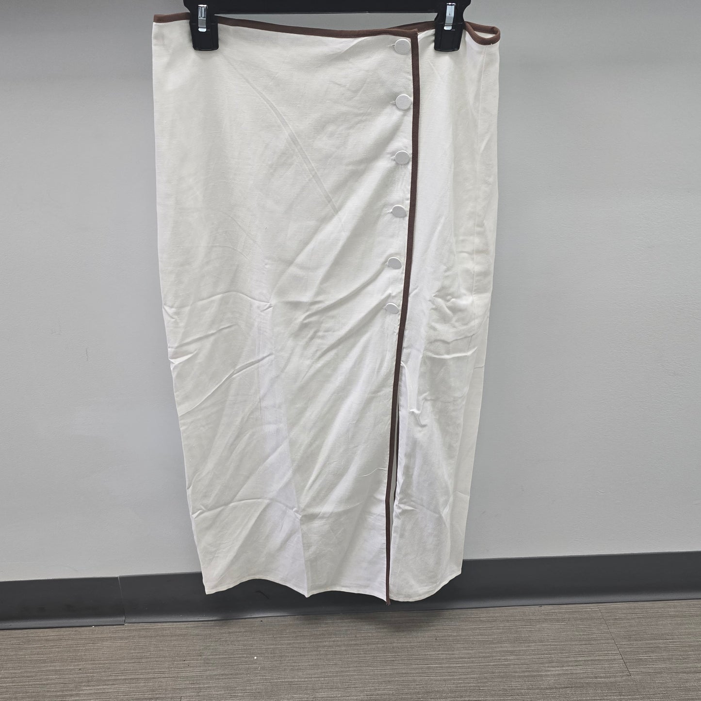 Ivory Button Up Linen Skirt