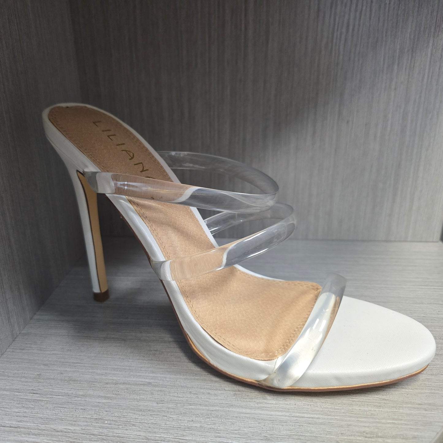 White & Clear Strap Heel