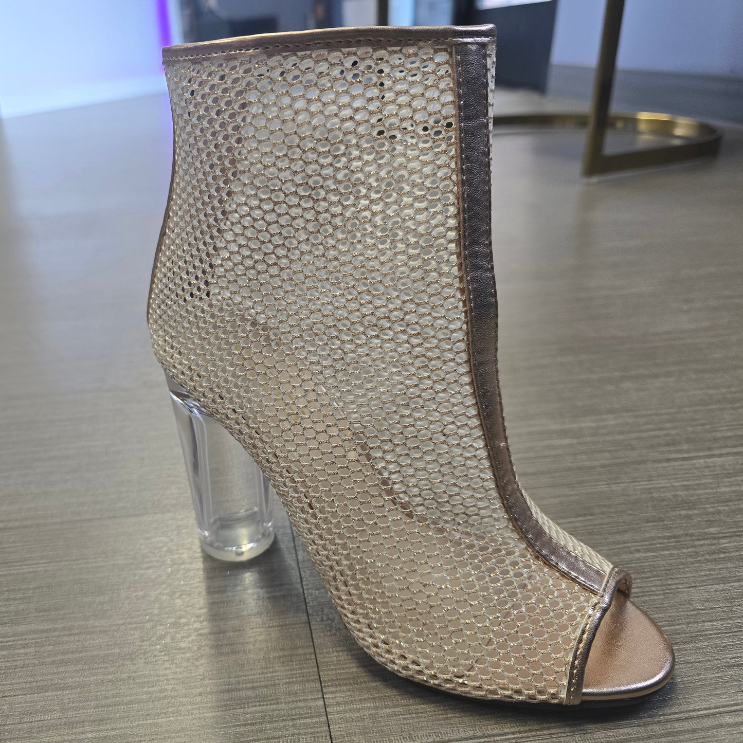 Fishnet Glitter Heel