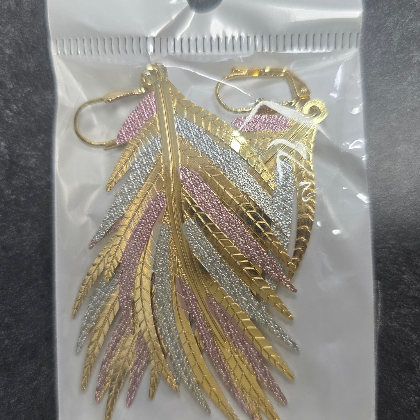 3 Tones Feather Earring