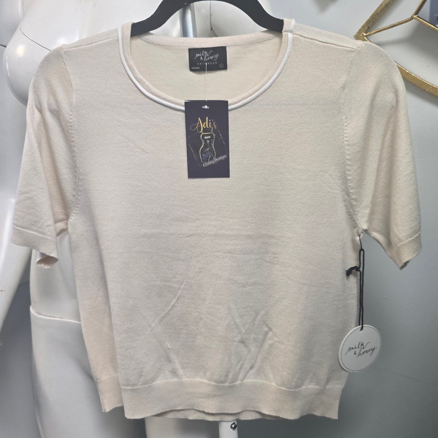 Milk & Honey Tan With White Stripe Knitwear