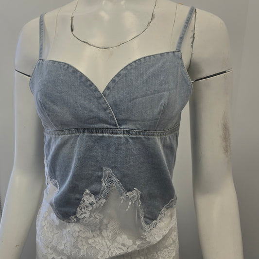 Denim Lace Top
