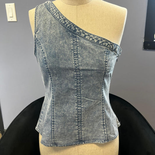 Naked Zebra One Shoulder Demin Top