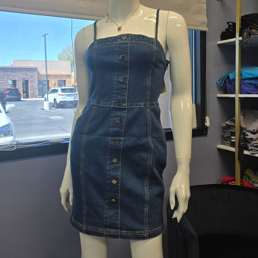 Denim Mini Dress With Pockets