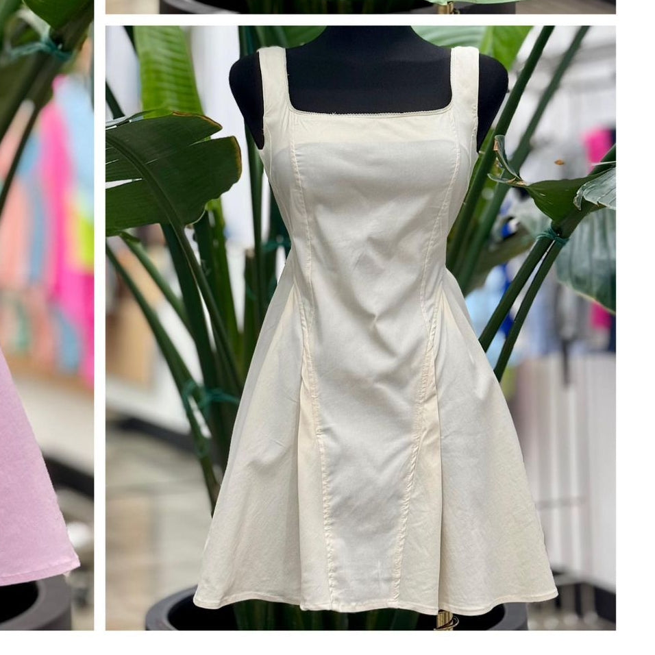 Cream Scalloped Mini Dress