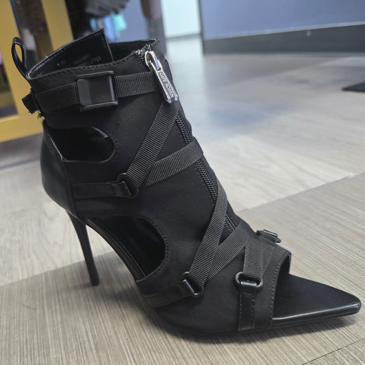 All Black Strap Heel