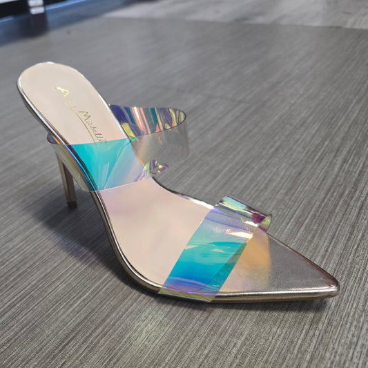 Clear Holographic Strap Heel