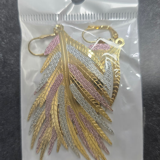 3 Tones Feather Earring