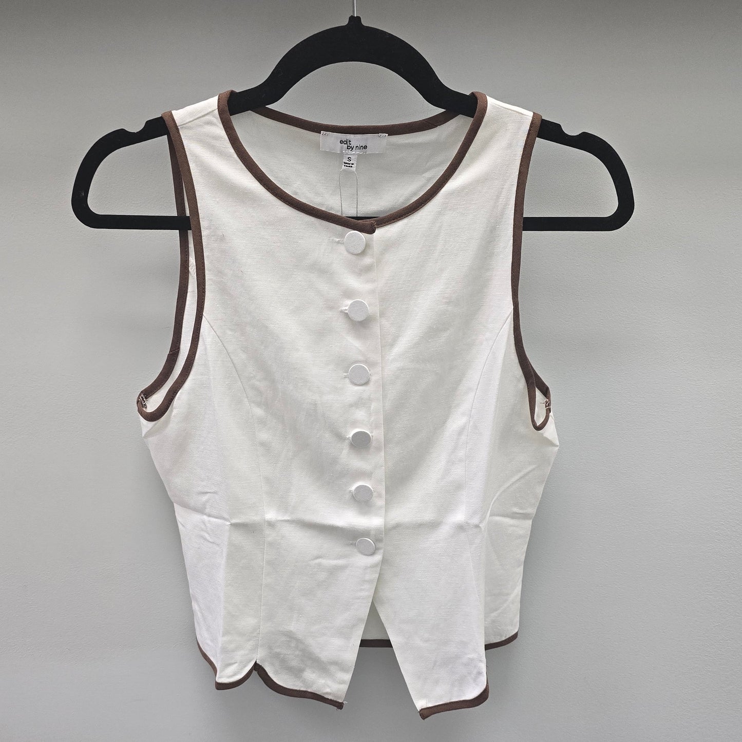 Ivory Button down Linen Vest
